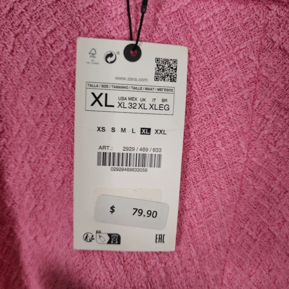 New Zara Long Textured A Line Barbie Pink Maxi Flounce Skirt 2929/469  Size XL‎ - Picture 9 of 12